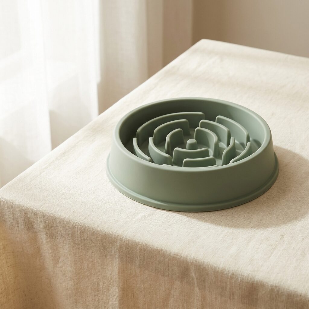 Slow feeder bowl, anti-gulp silicone